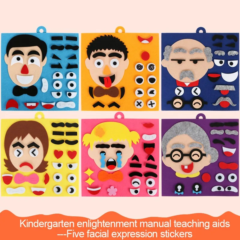 

DIY Emotion Facial Expression Change Non-woven Stickers Puzzle Kids Educational Toys