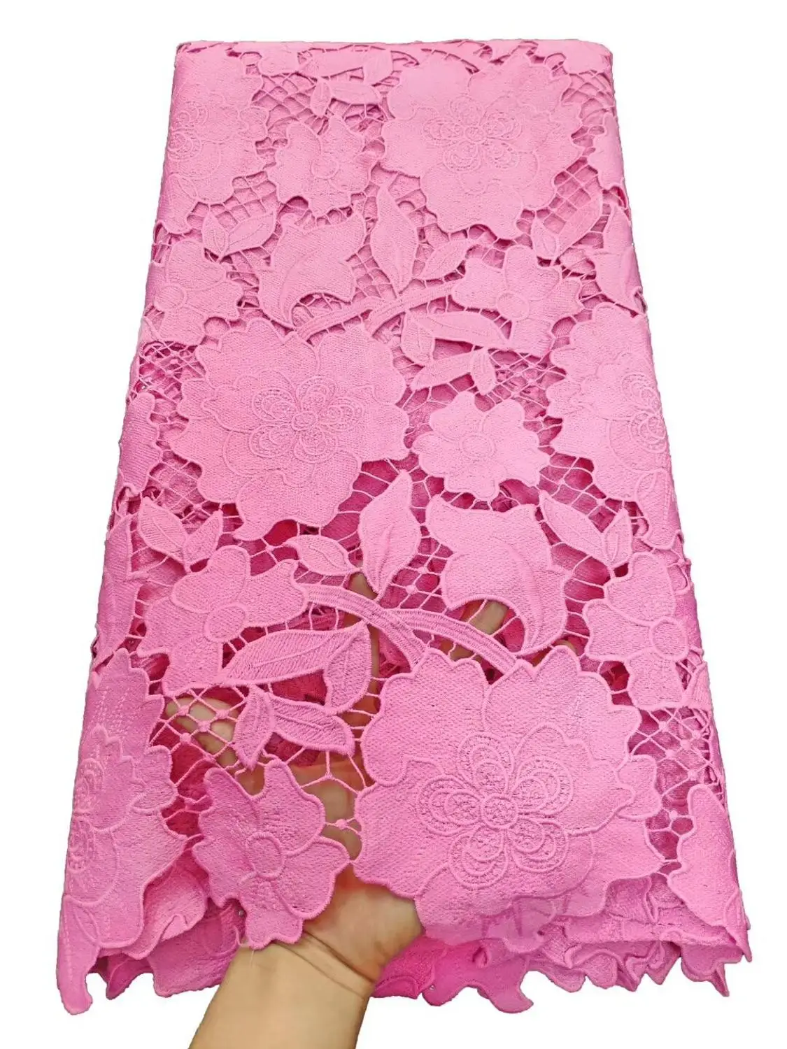 

MIQIER High Quality African nigerian tulle Lace Fabric Water Soluble cotton fabric Embroidery Damask Lace Fabric nigerian dress