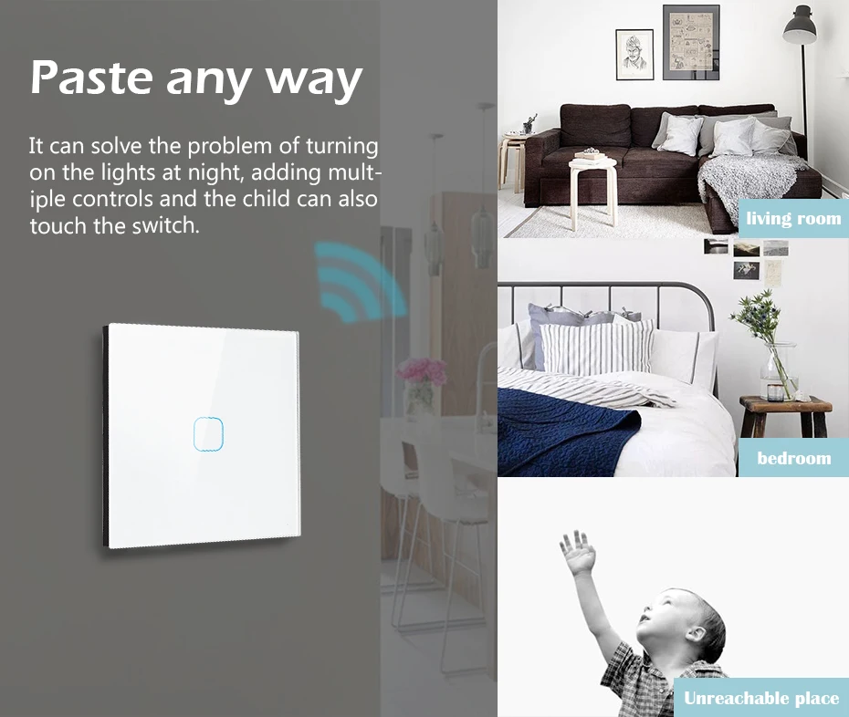 Minitiger EU/UK wifi умный сенсорный выключатель приложение беспроводной пульт дистанционного света настенный выключатель Хрустальная стеклянная панель работает с Alexa/Google Home