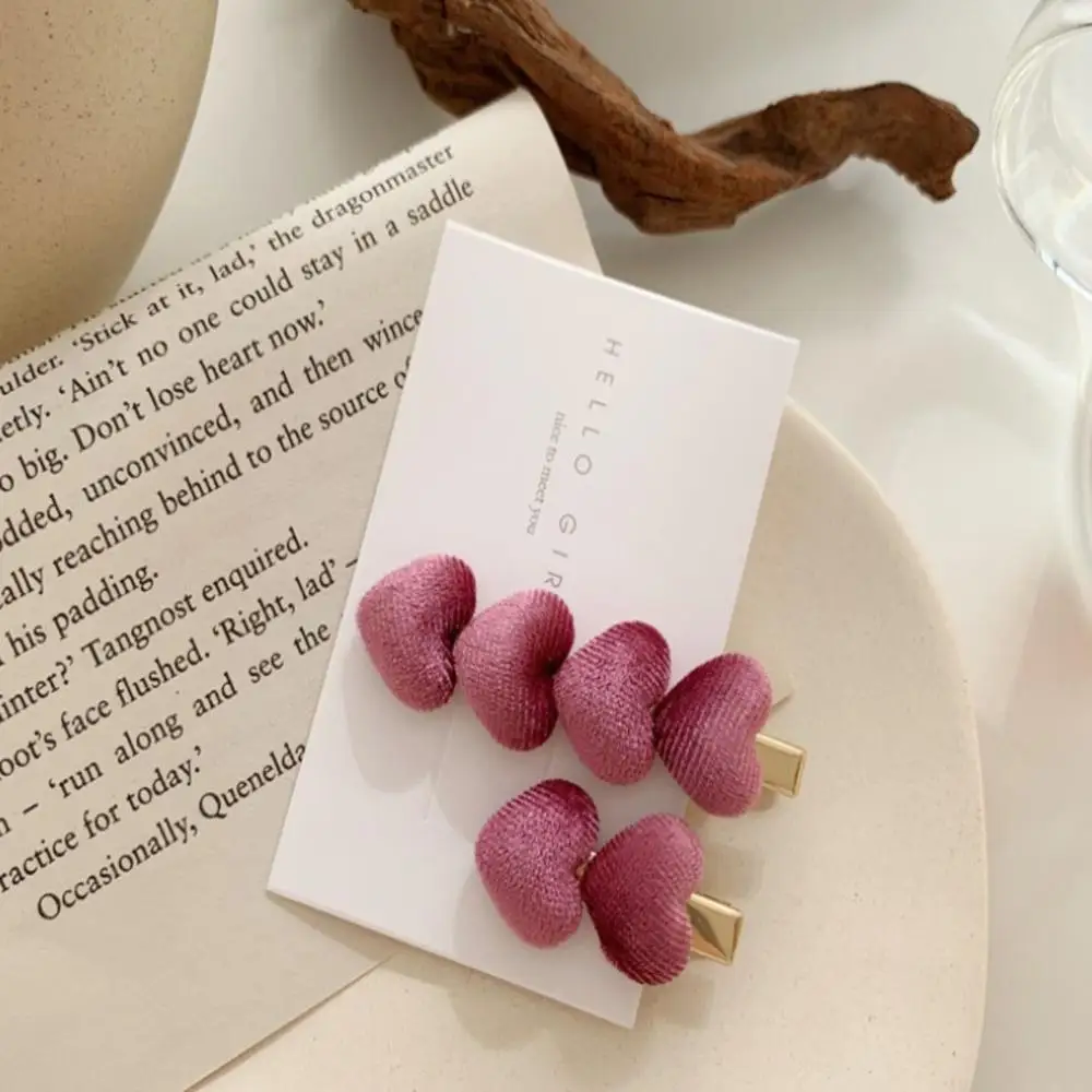 

Velvet Love Hair Clips Sweet Bangs Clip Hairpin Female Autumn and Winter Ear Side Hairgrip Styling Tools Hair Accessories
