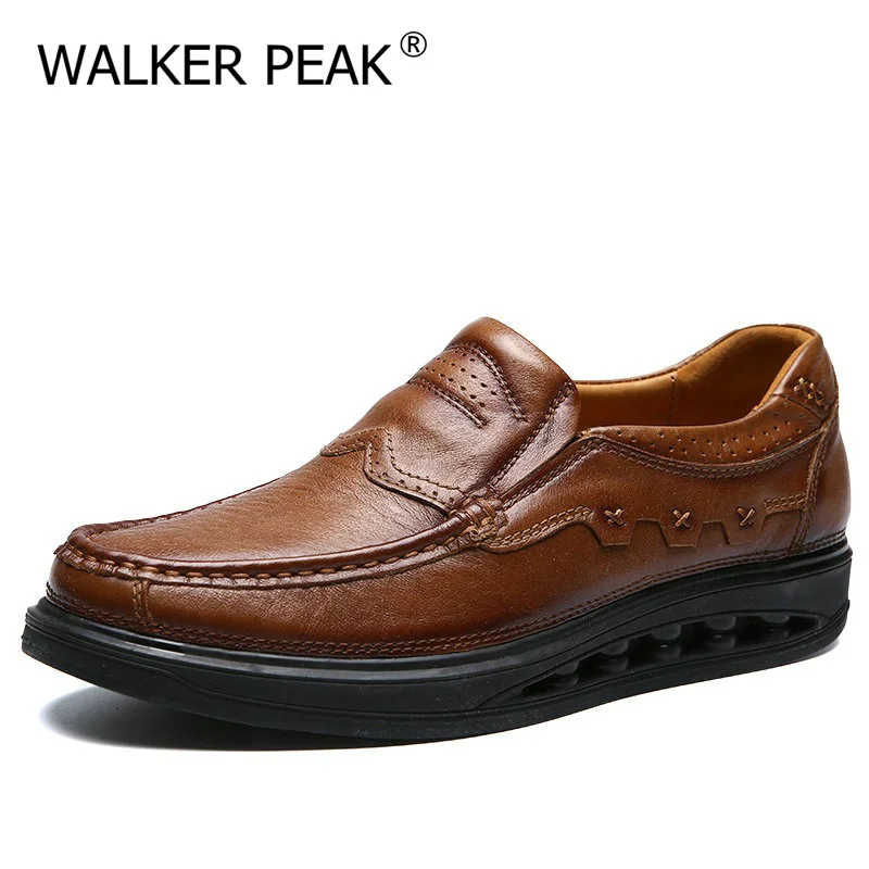 Удобные лоферы из натуральной кожи на толстой подошве мужские мокасины модные