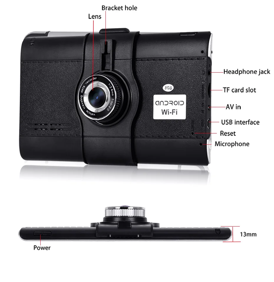 7 дюймовый автомобильный GPS навигатор Android 768M + 16 Гб Full HD 1080P DVR портативное для