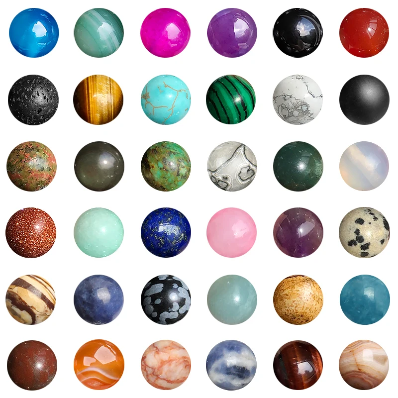 

Round Natural Stone Rock Turquoises Rose Quartz Amethysts Loose Spacer Beads lot for Bracelet Jewelry Making Findings DIY Crafts