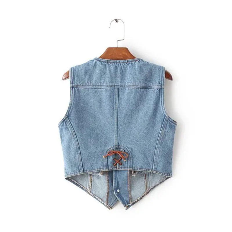 Модная тонкая ковбойская мужская куртка на шнуровке жилет рваный джинсовый