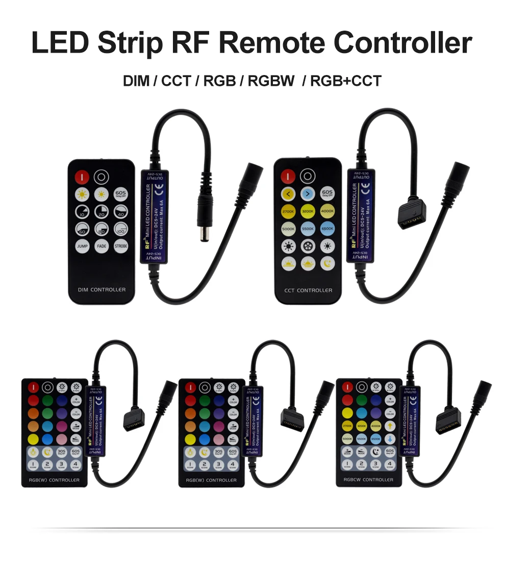 Новое поступление, Светодиодная лента RF control ler с пультом дистанционного управления для одного цвета/двойной белый/RGB/RGBW/RGB+ CCT светодиодные полосы света