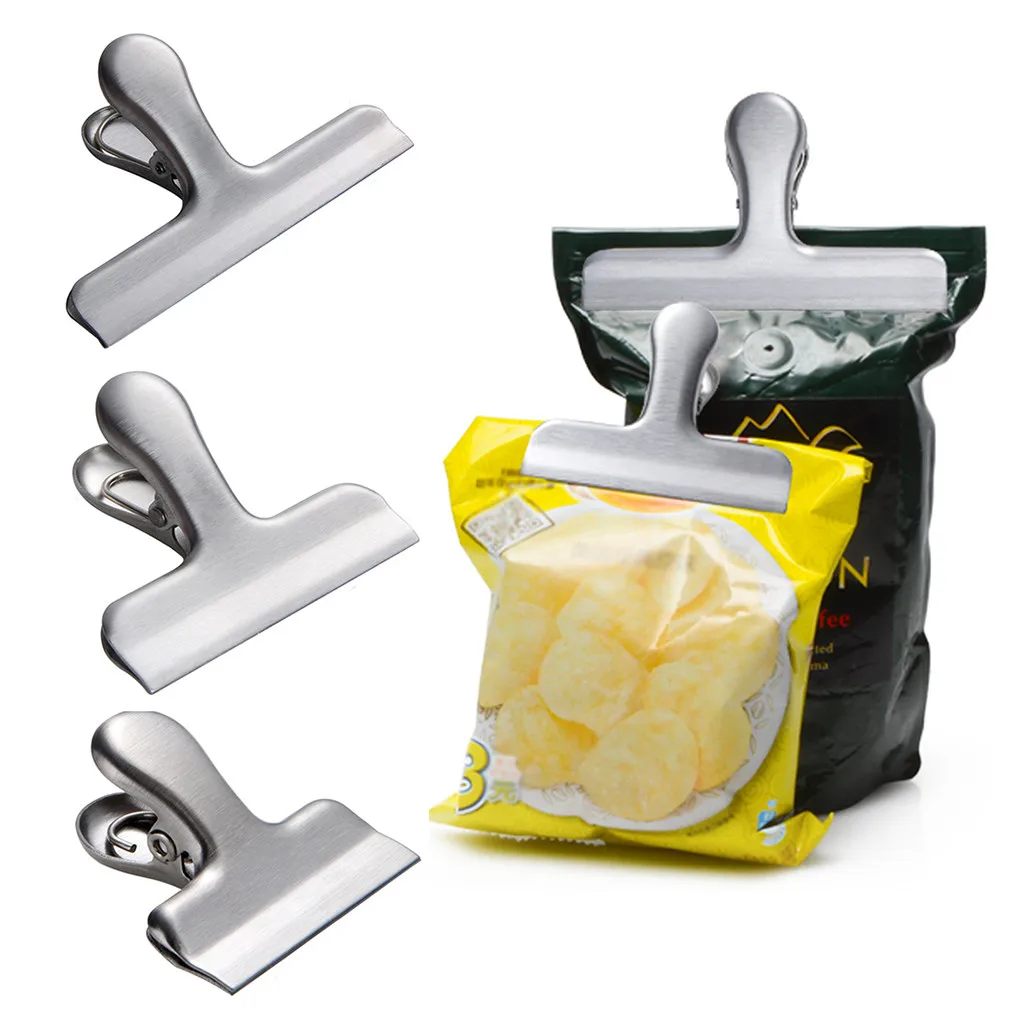 

1pc Food Storage Stainless Steel Sealing Clips Bag Clips 2/3/4 inch width Durable Seal Clamp Keep Fresh Storage Kitchen Tools