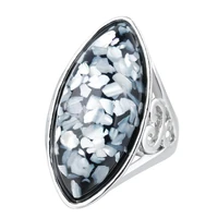 ethnic style silver plated marquise shape colorful resin finger ring for women gift jewelry