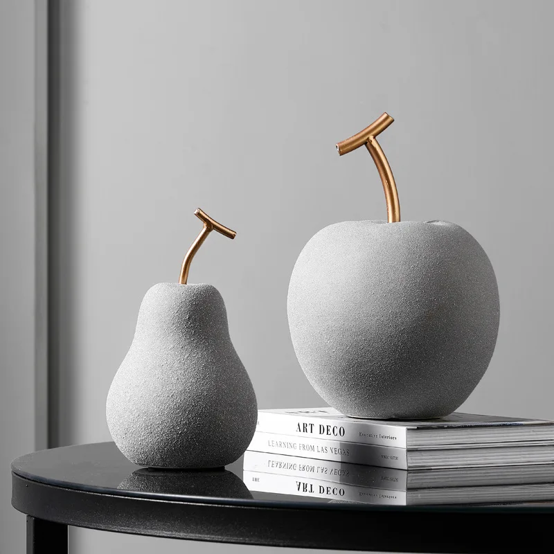 

Nordic Fruit Abstract Statue Ornaments Simple Living Room Decor Apple Pear Resin Figurine Desk Adornment Home Decoration