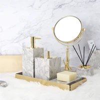 bathroom accessories set soap dispenser dishes toothbrush holder gargle cups tray marble lavatory products wedding gifts