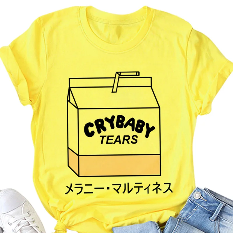 White T-shirt Women Cartoon Peach Juice Japanses Aesthetic Grunge Pink T Shirt Harajuku Cute Kawaii Summer Casual Tshirt Tops | Женская