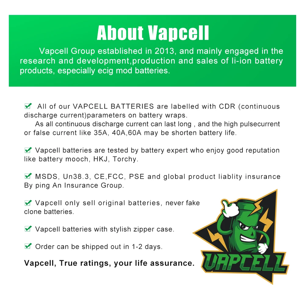 Vapcell 18350 литиевая батарея 1100mah 9a mooch тест 3,7 V для фонарика/электрических инструментов
