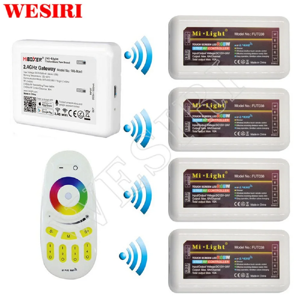 MiLight 2 4G 4 зонный WIFI светодиодный контроллер iBox + RF сенсорный пульт RGB RGBW для