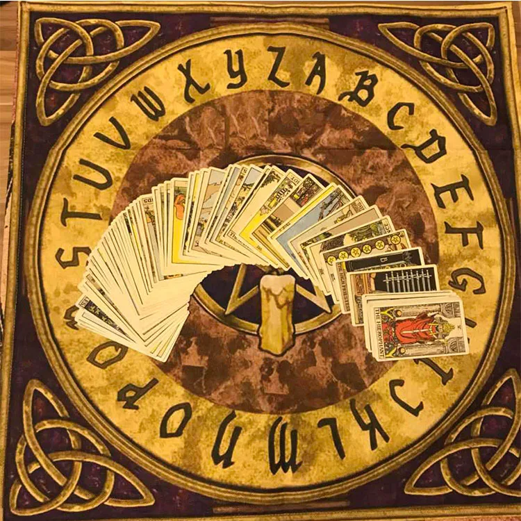 

New 70x70cm Altar Tarot Cards Party Table Cloth Board games Retro Pentagram Tablecloth For Divination Wicca Tapestry Vintage
