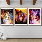 Алмазная 5D картина сделай сам, полноразмерная мозаика с рисунком квадратных и круглых страз, с изображением Льва, тигра, волка, украшение