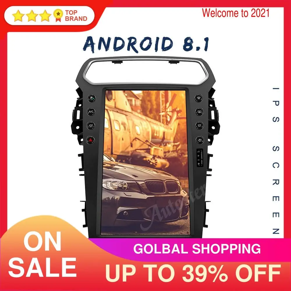

Tesla Style Android 8.1 4GB 64GB Car Multimedia Player GPS Navigation For Ford Explorer 2011-2019 Auto Stereo Head Unit Carplay