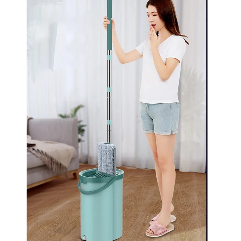 Швабра с одной кнопкой для сухой и влажной уборки экономичная Бытовая плоская