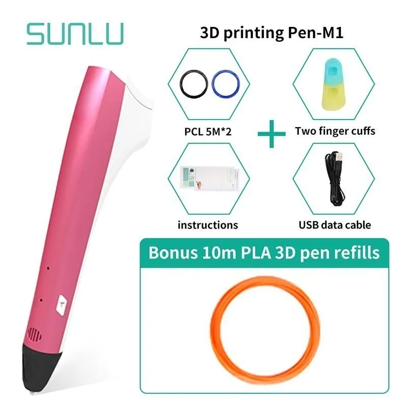 SUNLU Prince M1 низкотемпературная 3D печать Ручка для детей Исследуйте интеллект поддержка PLA PCL нити 1,75 мм DIY подарок - Цвет: M1-10.1-Red