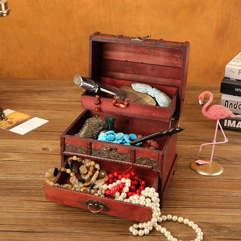 Классическая античная деревянная шкатулка для драгоценностей украшений с