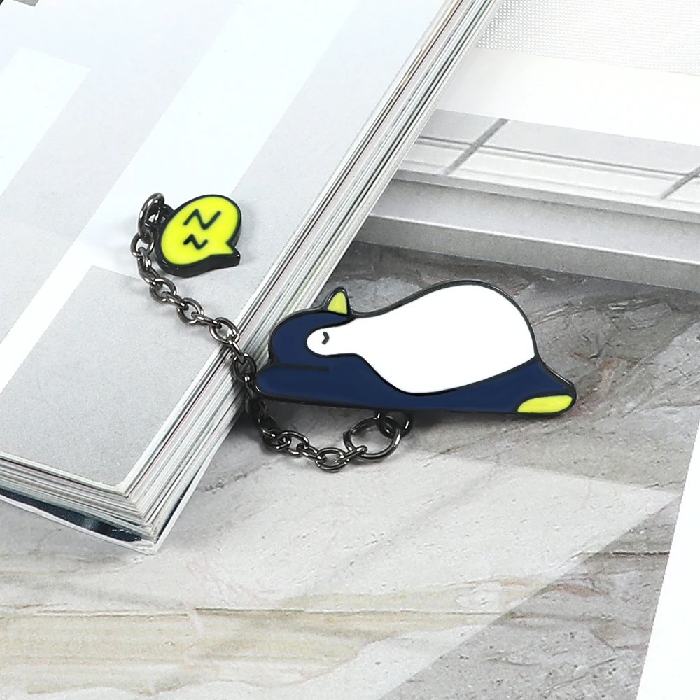 Милый спальный животных металлическая брошь с цепочкой Пингвин "Слон" Свинка