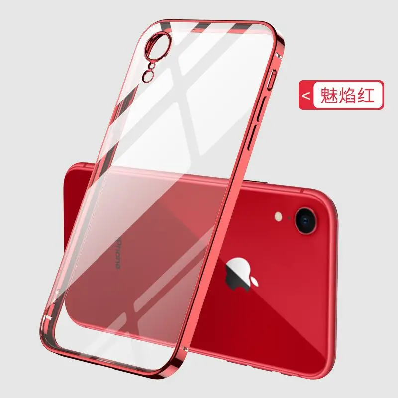 Роскошный прозрачный чехол с квадратной рамкой для iPhone XR X XS 8 7 6 Plus покрытие + ТПУ