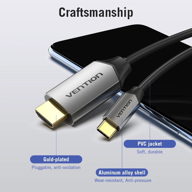 Vention USB C HDMI кабель Type к 2 0 Thunderbolt 3 конвертер для MacBook Pro Huawei Xiaomi Samsung кабель|Кабели HDMI|