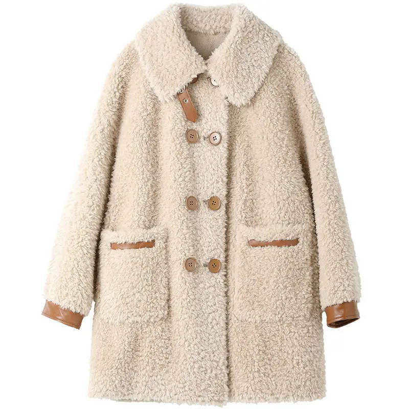 

Women 2020 Autumn Winter Real Lamb Fur Sheepskin Coat Female Genuine Granular Sheep Shearing Jacket Casual Warm Outerwear L404