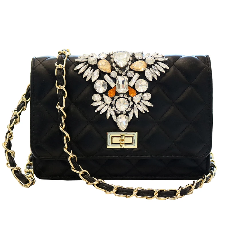 

Popular Bags 2020 Fashion Diamond Lattice Chain Messenger Shoulder Bags Summer Wild Diamond Women Purse and Handbags Sac A Main