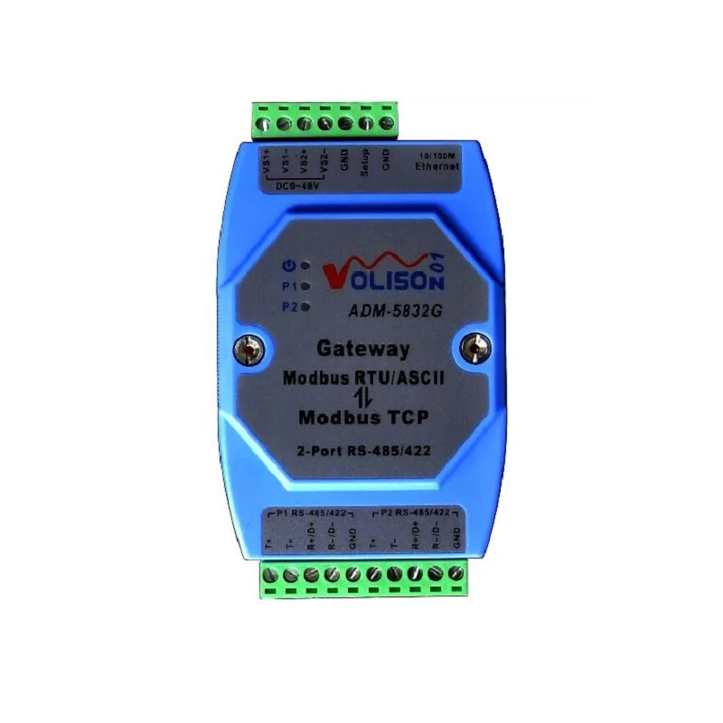 ADM-5832G Профессиональный Шлюз modbus промышленного класса 2 порта rs485/422 modbus rtu к modbus tcp