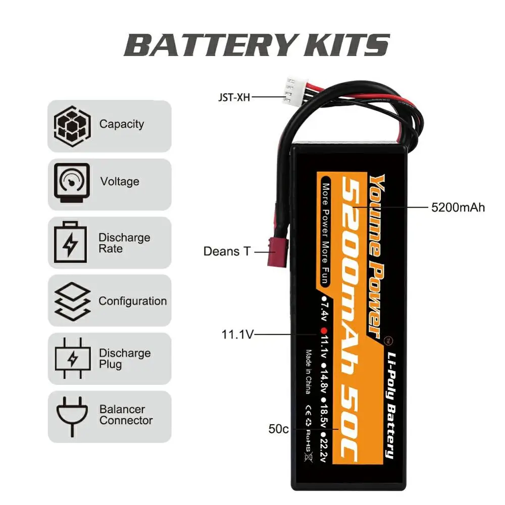 2 шт youme 111 v 5200mah 3s lipo battery xt60 deans t ec3 hard чехол для trx 18 вн