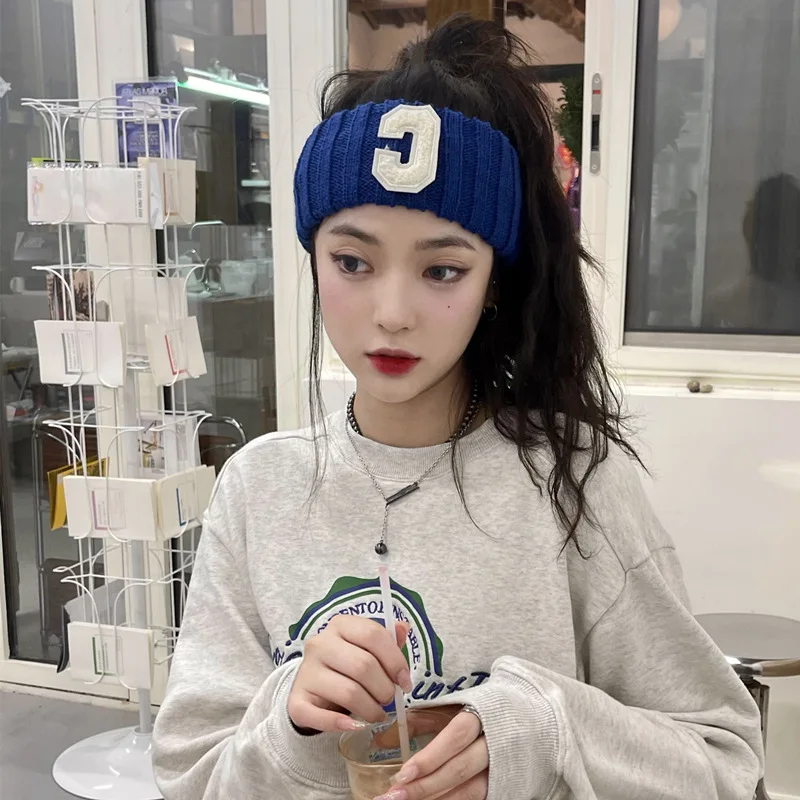 

Женская трикотажная спортивная повязка для волос с вышивкой C, ярких цветов, модная женская повязка на голову, Зимняя повязка на голову для й...