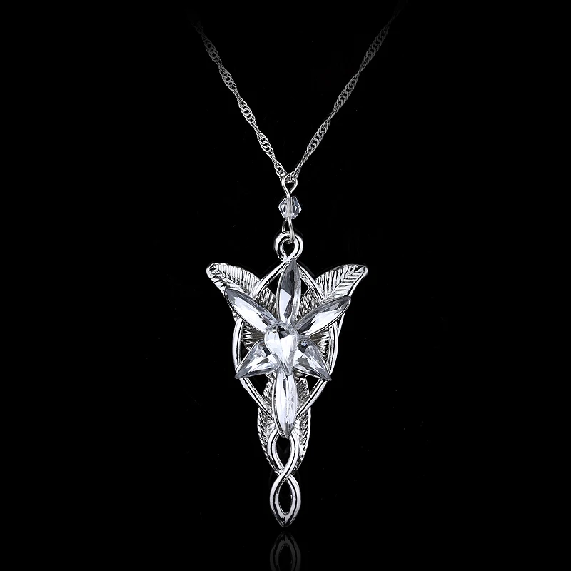 Arwen Evenstar Necklace The Elves Princess Fashion Crystal Silver Color Cubic Zirconia Stone Pendant For Women Wedding Gift