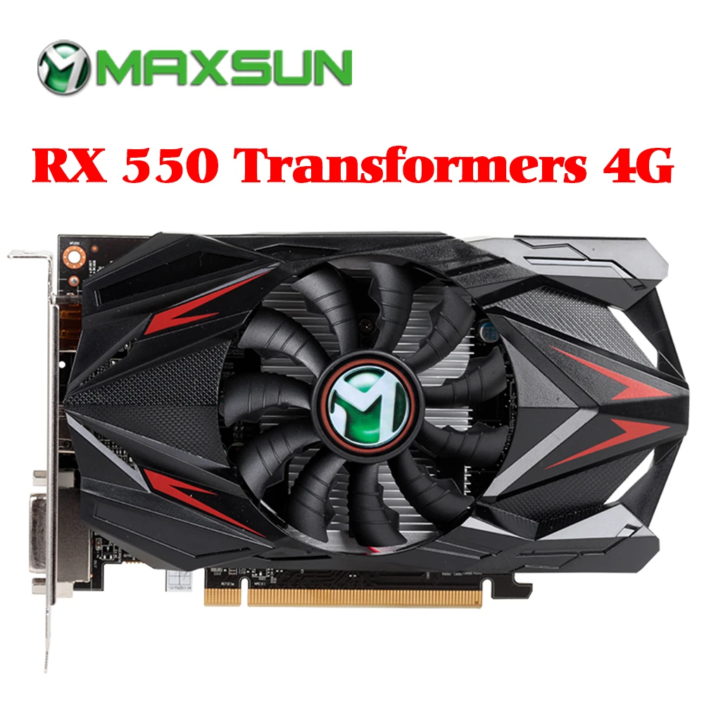 MAXSUN Redon RX 550 4G видеокарта GDDR5 6000MHz 128bit 1183MHz PWM DirectX 12 HDMI + DP DVI 512 блок RX550 placa de video