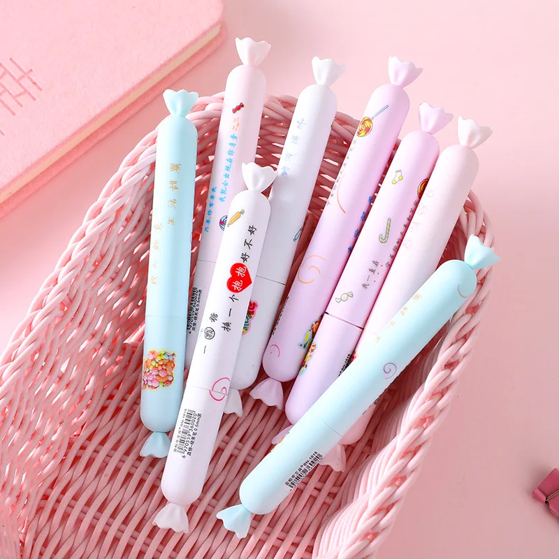 24pcs gel pen small fresh and lovely creative stationery girl heart candy sausage pen 0.5 student black pen signature pen