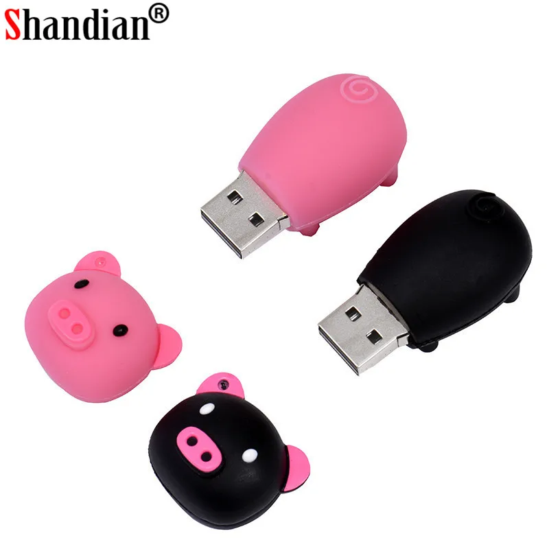 SHANDIAN Pen Drive Cartoon Pink Pig Pendrive 4GB 8GB 16GB 32GB 64GB Usb Flash USB 2.0 Memory Stick Disk on key Gift | Компьютеры и