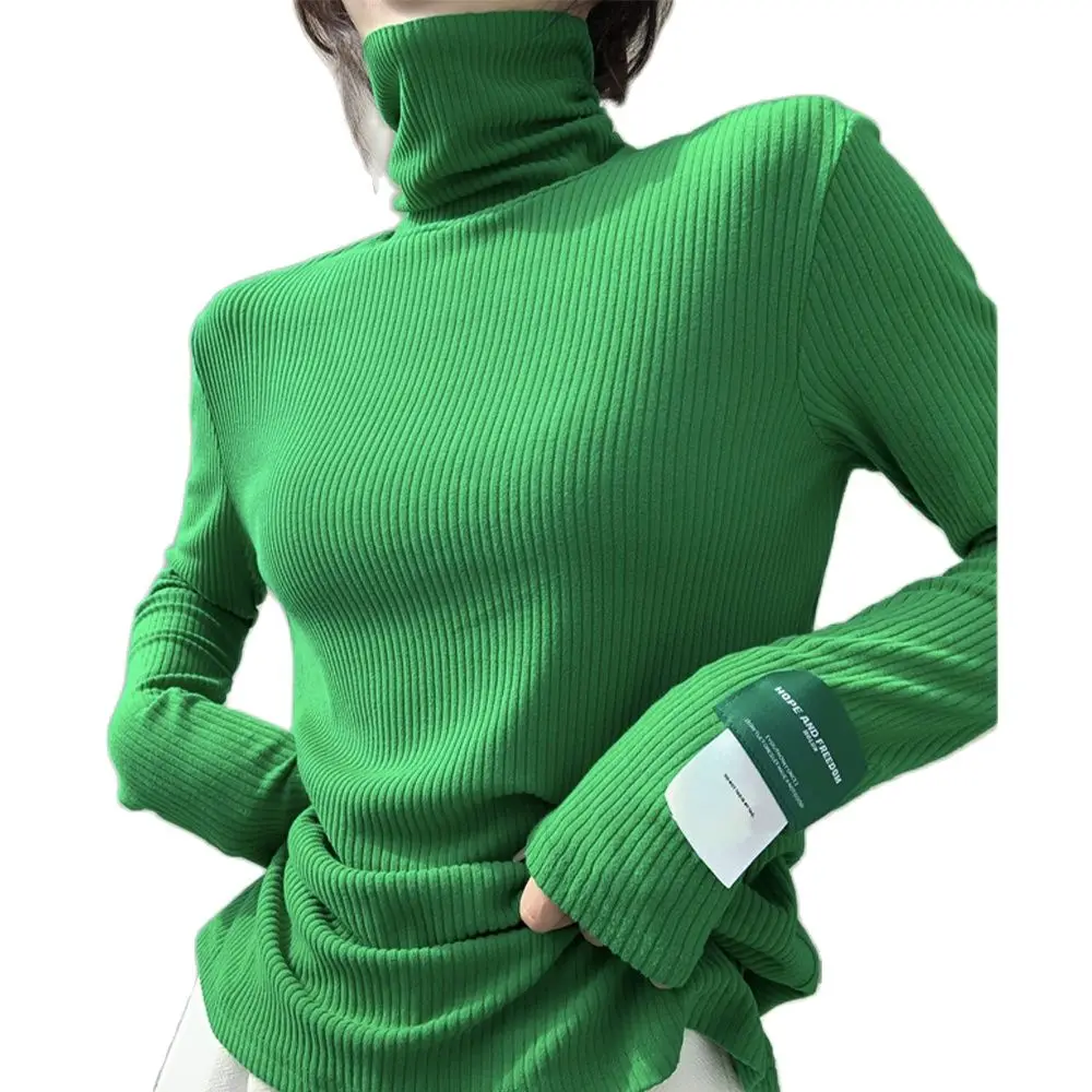 

All-match high-neck top 2021 autumn and winter thick pit loose stretch bottoming shirt fashionable women's clothing