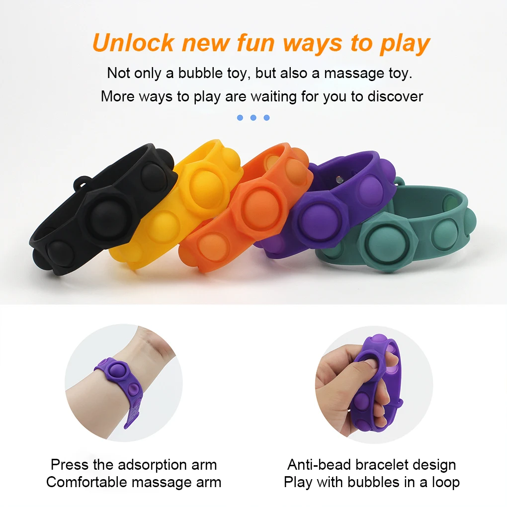 

Bubble Push Bracelet Dimple Fidget Toy Adjustable Silicone Washable Stress Relieve Toy Press Finger Game Bubble Bracelet