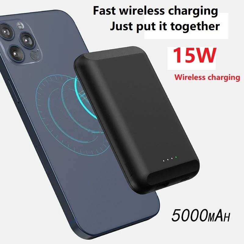 

Магнитное зарядное устройство для iphone 12pro Max mini, ультратонкое магнитное Беспроводное зарядное устройство, емкость аккумулятора 5000 мАч