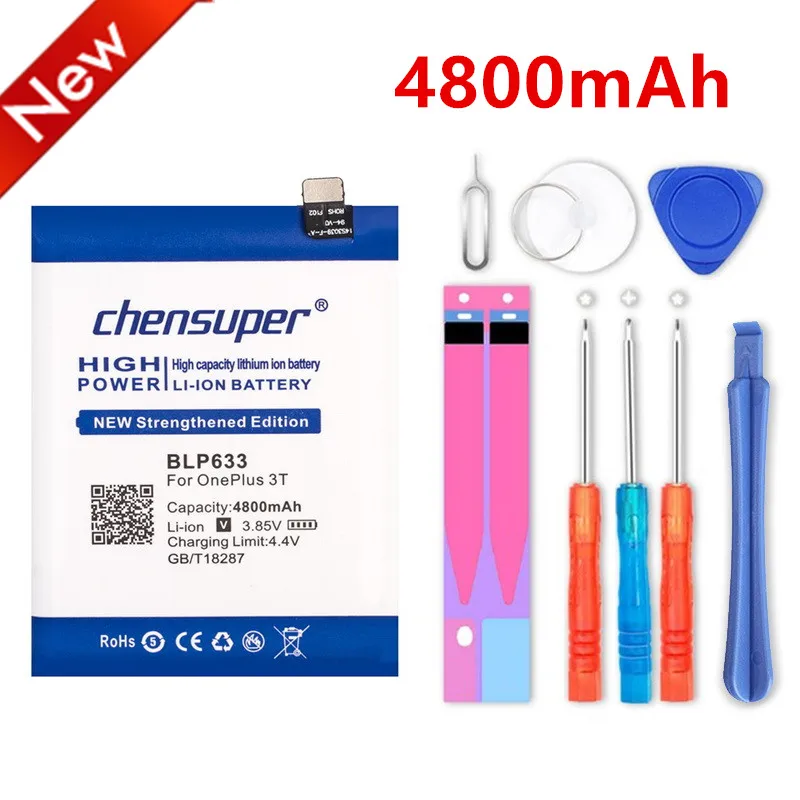 Новый аккумулятор chensuper BLP633 для OnePlus 3T A3010 1 + телефона 3|Аккумуляторы мобильных