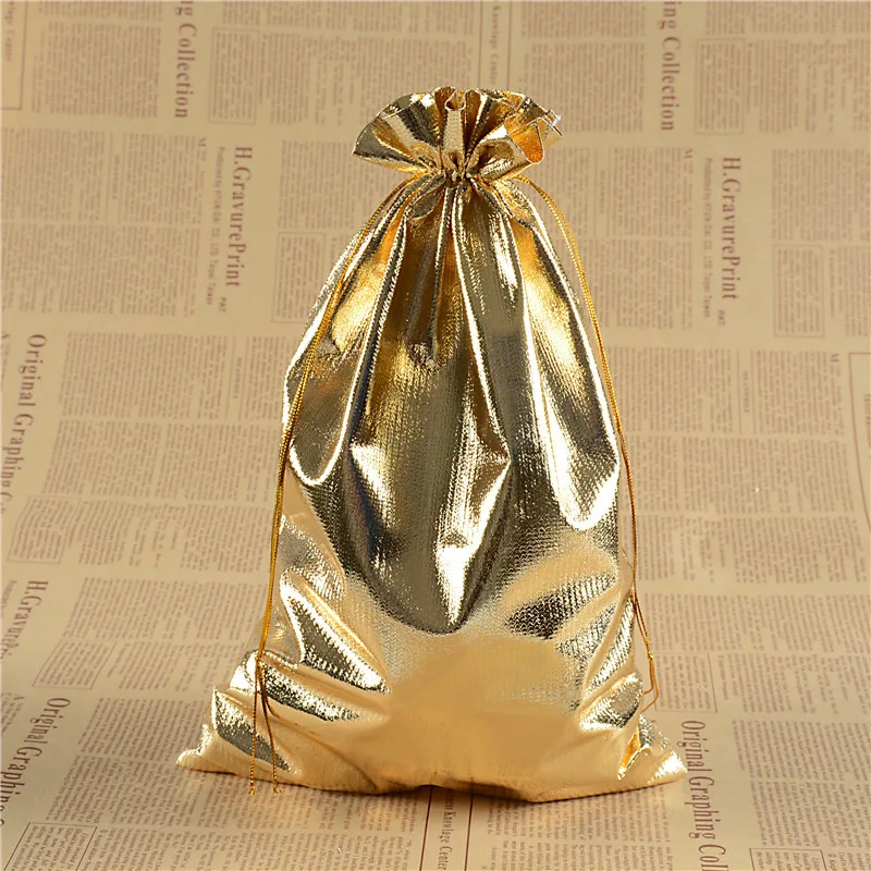 10 stücke Silber/Goldfarben Geschenkt üte verstellbare Schmuck verpackung Kordel zug Samt tasche Hochzeits feier Geschenk Baumwoll taschen Beutel 9 Größe – Detail 3