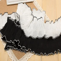 hot selling no play 8 cm black fungus ruffle of lace pleated skirt waist and sleeve edge diy clothing material
