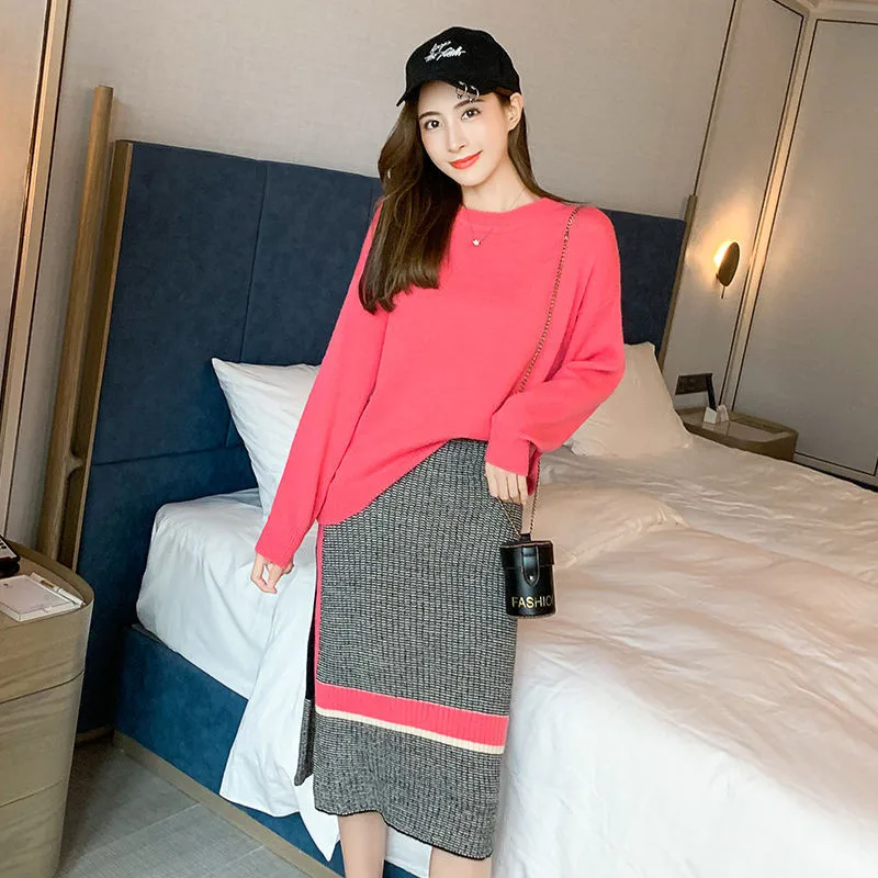 Весна-Осень 2020 элегантный вязаный костюм женский мягкий теплый пуловер свитер