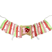 strawberry theme high chair banner garland baby first birthday party photo props