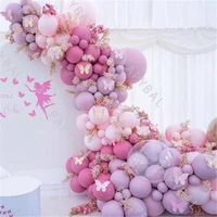1set macaron purple balloon set chrome gold pink garland arch balloon kit wedding birthday party decoration supplies