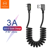 mcdodo retractable car spring type c 3a usb cable for huawei xiaomi samsung s10 one plus quick charge 4 0 charger data led cable