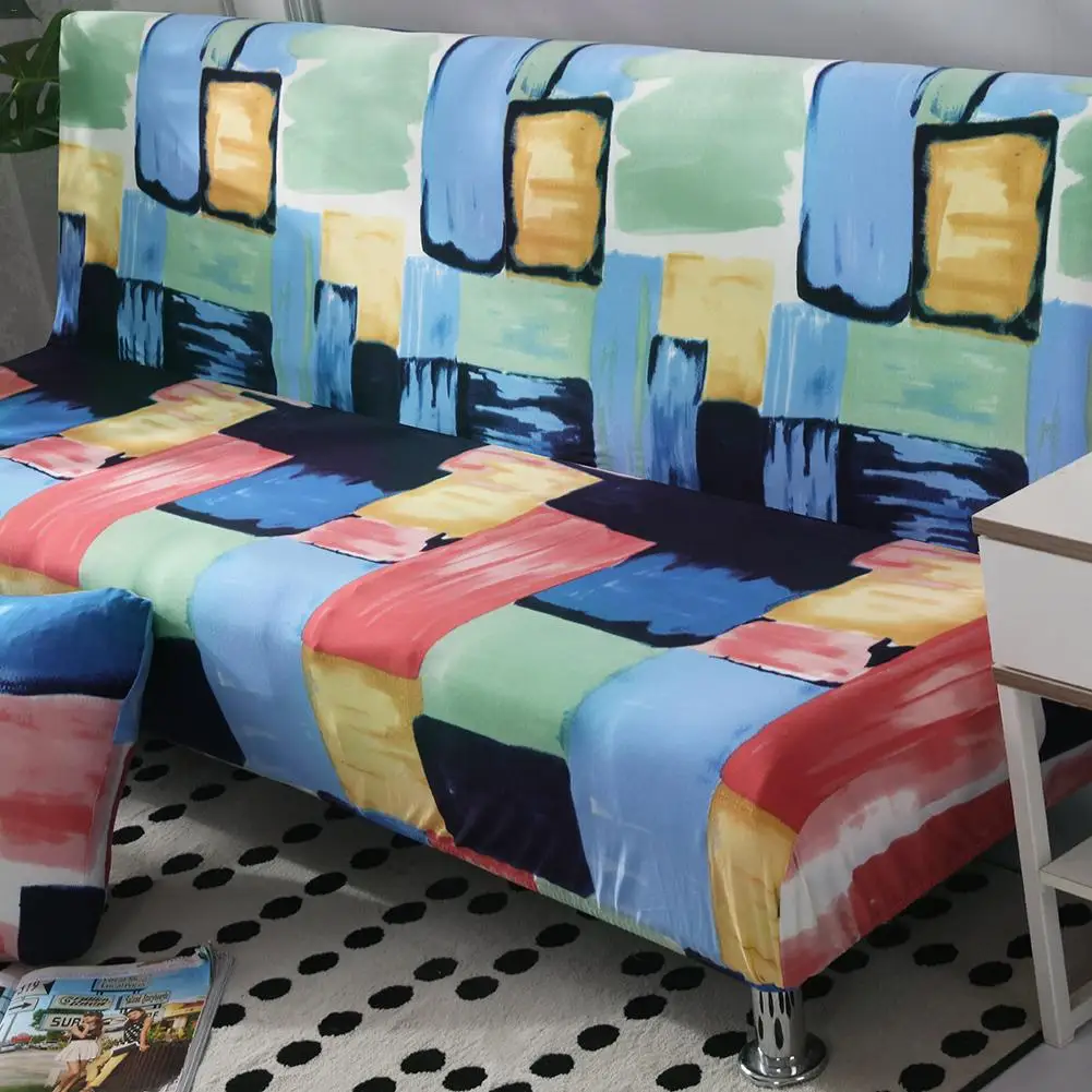 Без подлокотника Натяжной диван чехол полностью покрытый раскладной кровать