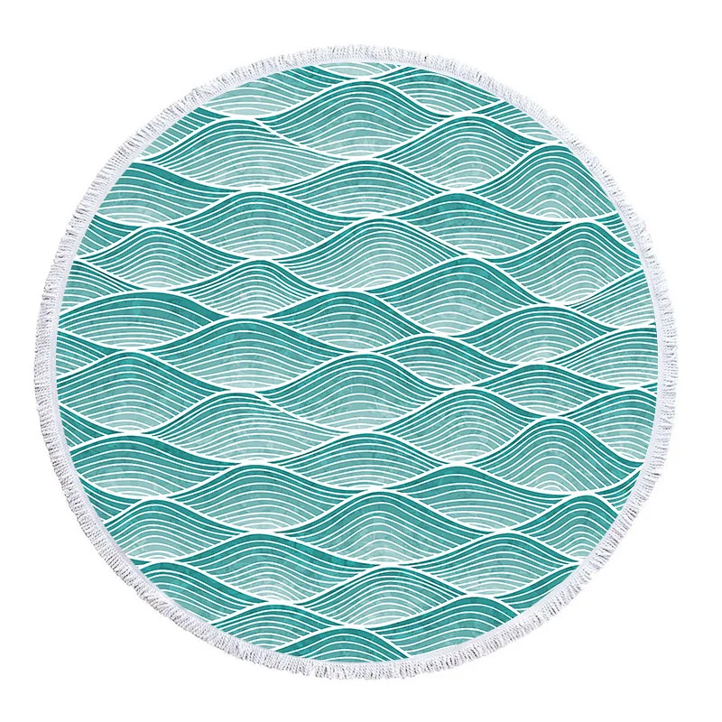 

Nordic Stripe Round Beach Towel With Tassels Boat Printed Microfiber 150cm For Summer Swimming Picnic Tapestry Blanket Toalla