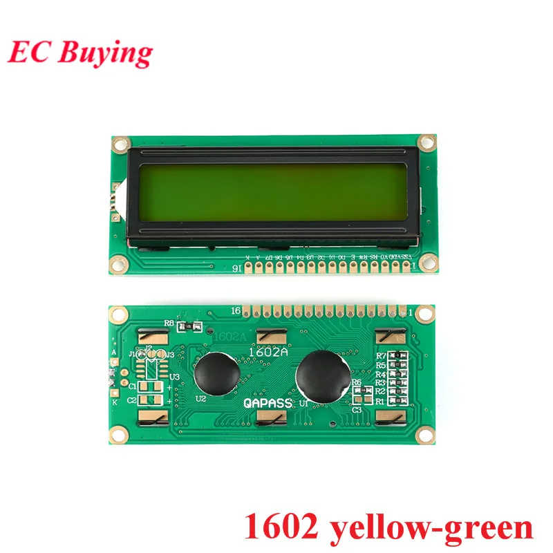 1602 yellow-green ЖК-модуль 1602 1602A J204A 2004A 12864 12864B T ЖК-дисплей модуль синий желто-зеленый экран дисплей IIC I2C 3,3 V/5 V для Arduino - Цвет: 1602 yellow-green