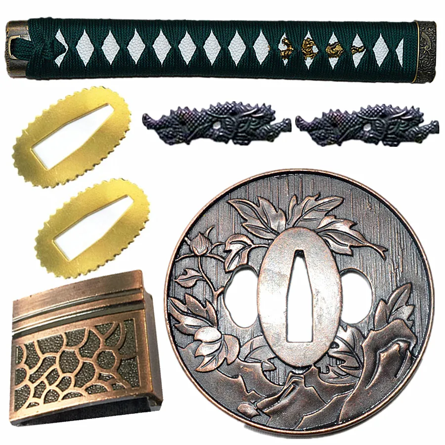 Набор ручек с мечом/сплав для защиты Katana/Wakizashi/Tanto Tsuba + menumi Fuchi Kashira Habaki Seppa