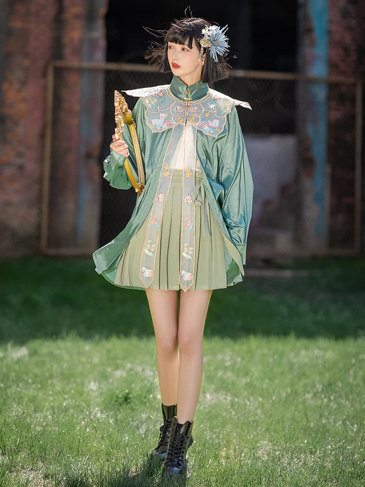 

Original Hanfu Female Chinese Style Improved Ancient Costume Han Elements Ming Dynasty Cloud Shoulder Summer Full Suit Section