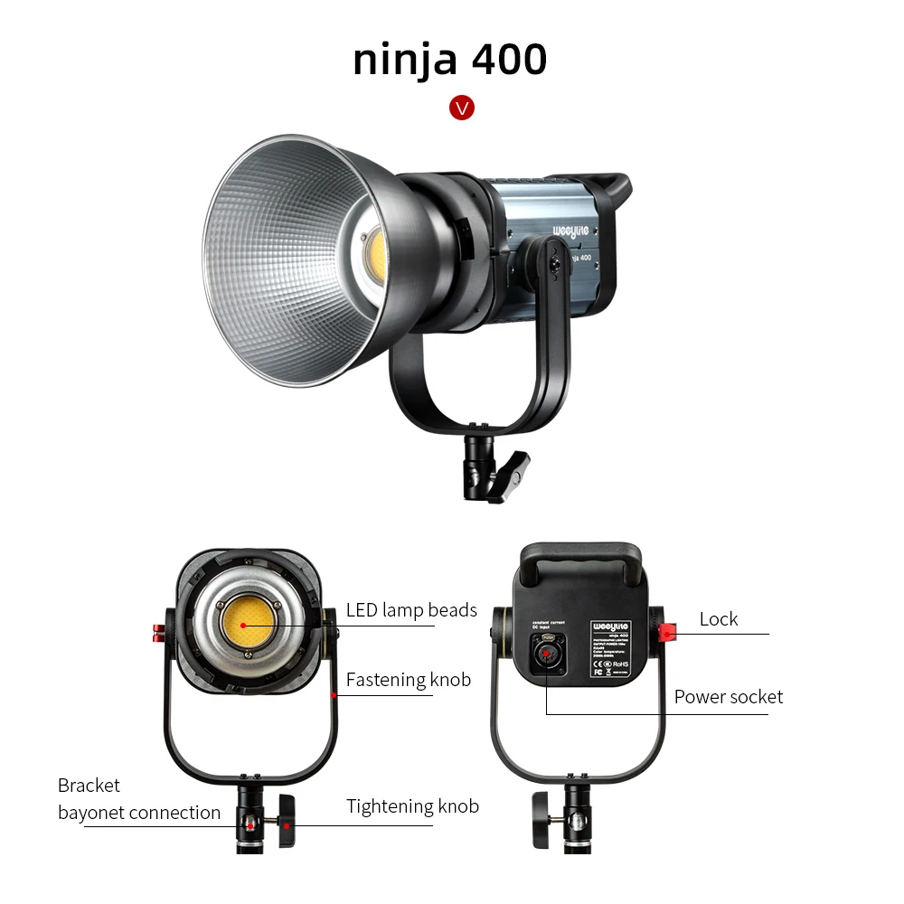 Weeylite ninja400 150 Вт двухцветная 2500k-8500k ЖК-панель Светодиодная лампа для видеосъемки с
